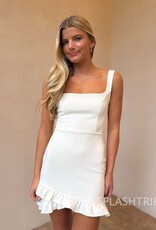 Square Neck Ruffle Hem Mini Dress