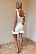 Square Neck Ruffle Hem Mini Dress