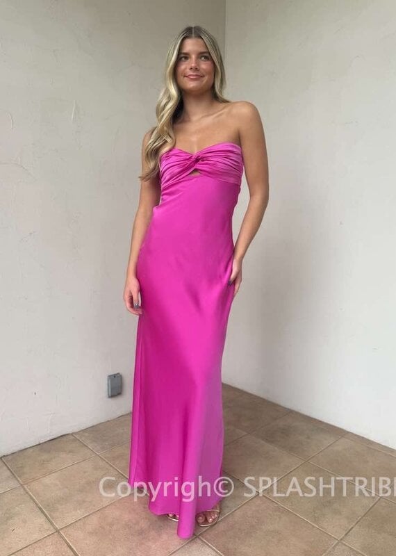 Michelle Satin Strapless Maxi Dress