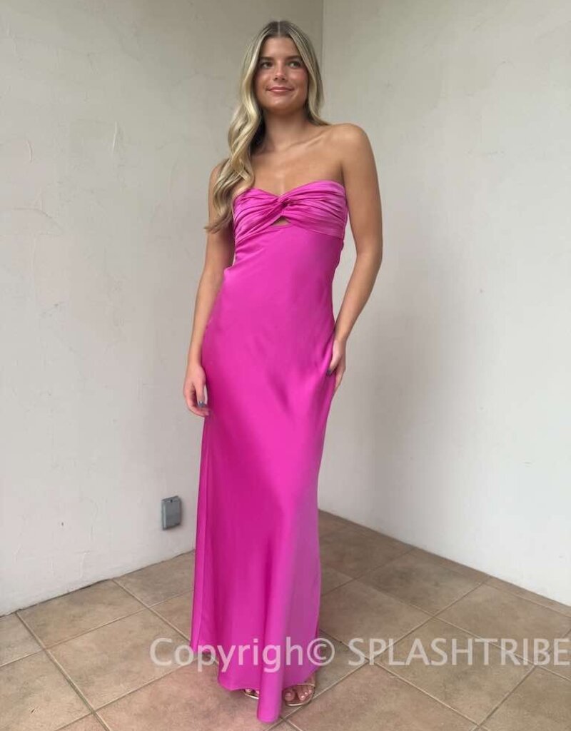 Michelle Satin Strapless Maxi Dress
