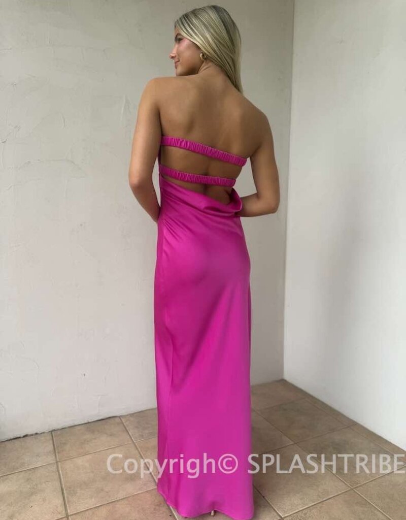 Michelle Satin Strapless Maxi Dress