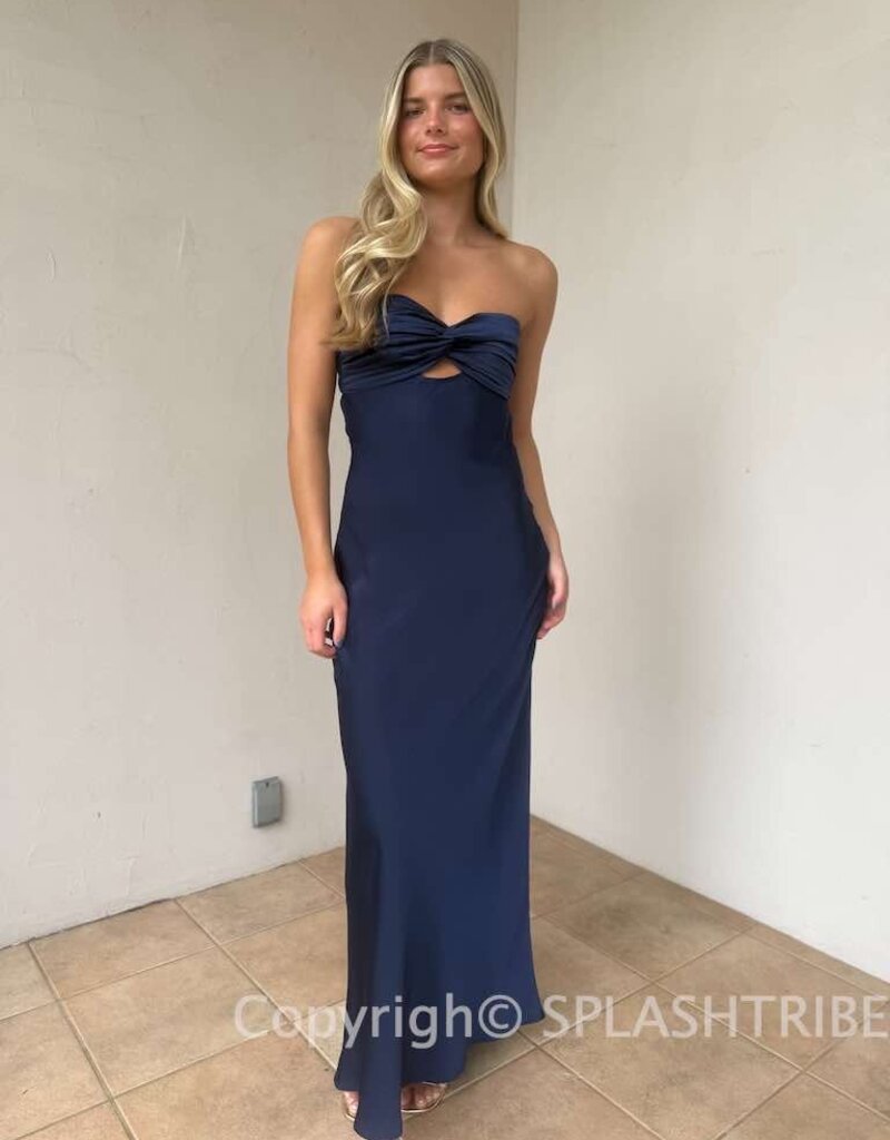 Michelle Satin Strapless Maxi Dress