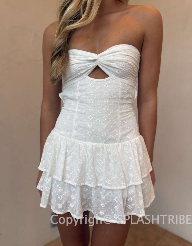 Strapless Eyelet Lace Romper