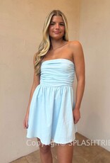 Strapless Gathered Bust Mini Dress