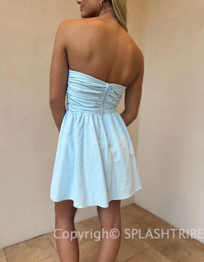 Strapless Gathered Bust Mini Dress