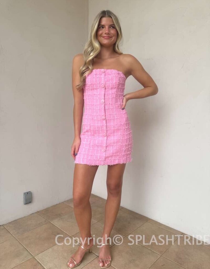 Tweed Strapless Mini Dress