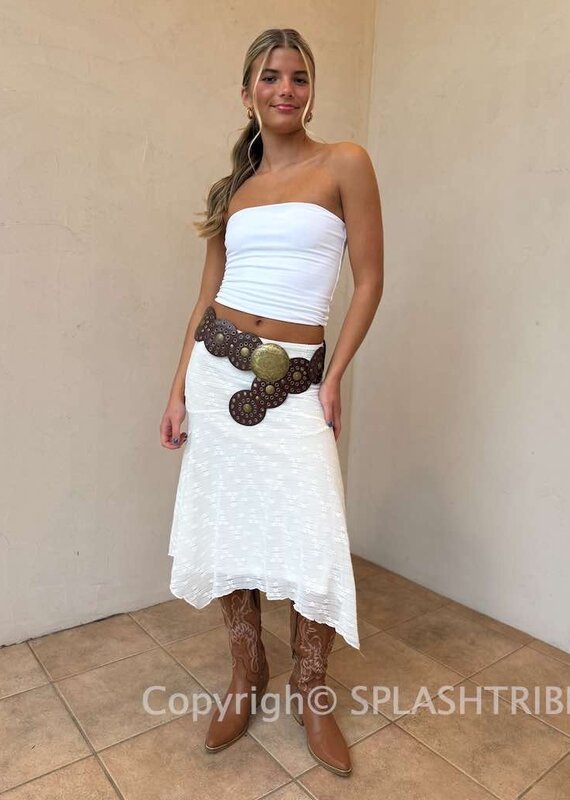 Mesh Lace Asymmetrical Hem Midi Skirt
