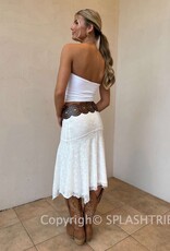 Mesh Lace Asymmetrical Hem Midi Skirt