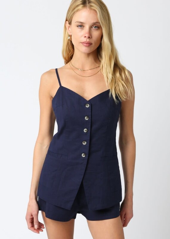 Jami Cami Strap Button Front Top