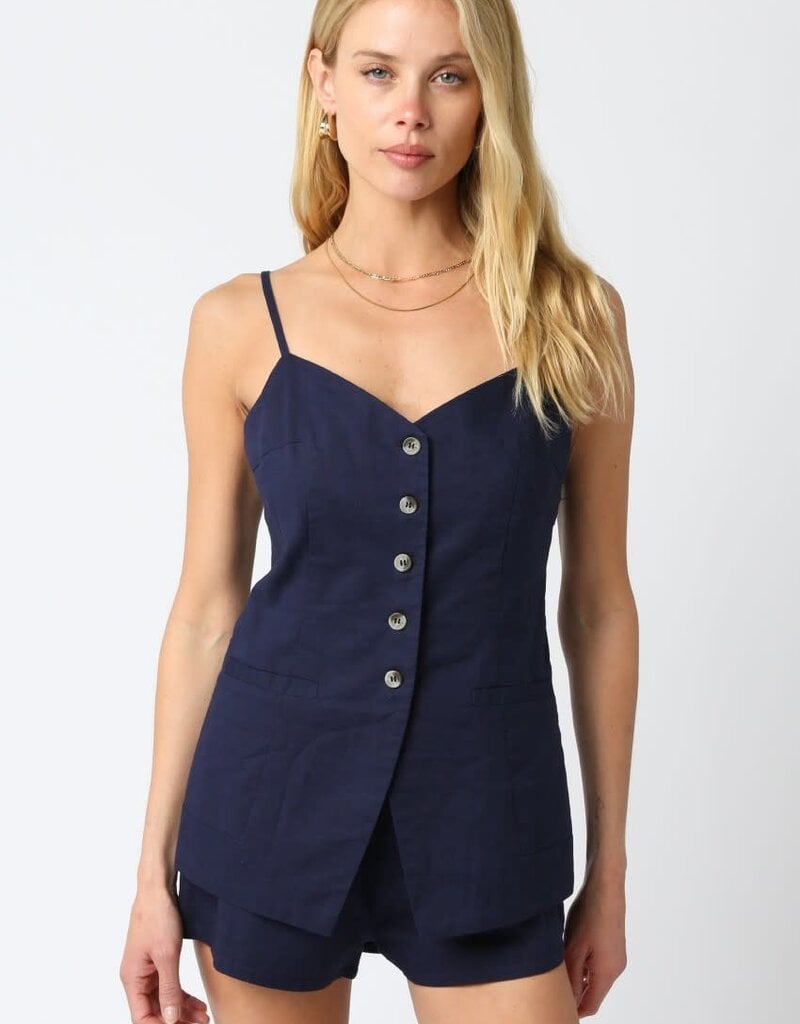 Jami Cami Strap Button Front Top