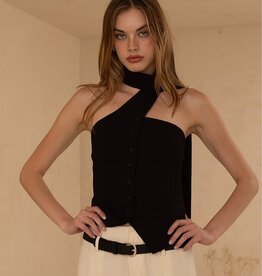 Scarf Neck Button Vest Top