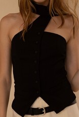 Scarf Neck Button Vest Top