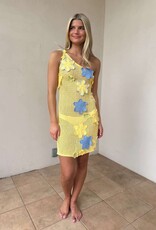 One Shoulder Crochet Flower Mini Dress