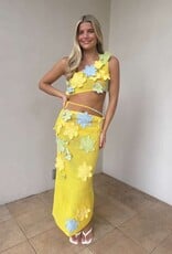 Crochet Flower Crop Top Maxi Skirt Set