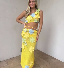 Crochet Flower Crop Top Maxi Skirt Set