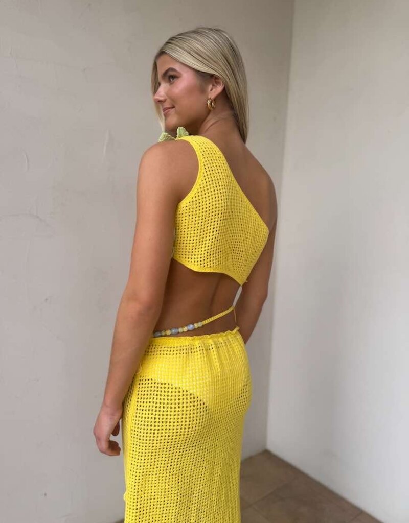 Crochet Flower Crop Top Maxi Skirt Set