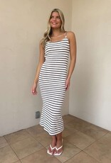 Striped Knit backless Midi Dress