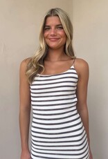 Striped Knit backless Midi Dress