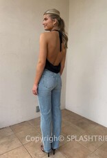 Halter V Neck Back Strap Mesh Top