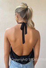 Halter V Neck Back Strap Mesh Top
