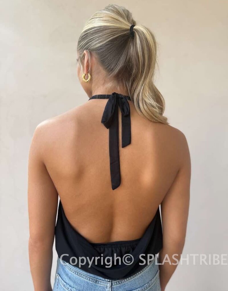 Halter V Neck Back Strap Mesh Top