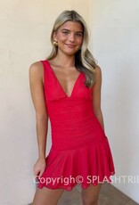 Mesh Wide Strap Ruched Mini Dress