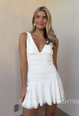 Mesh Wide Strap Ruched Mini Dress