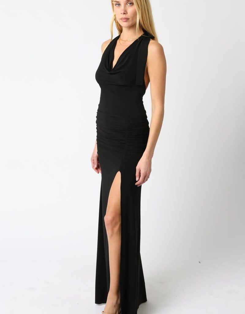 Cowl Neck Halter Maxi Dress