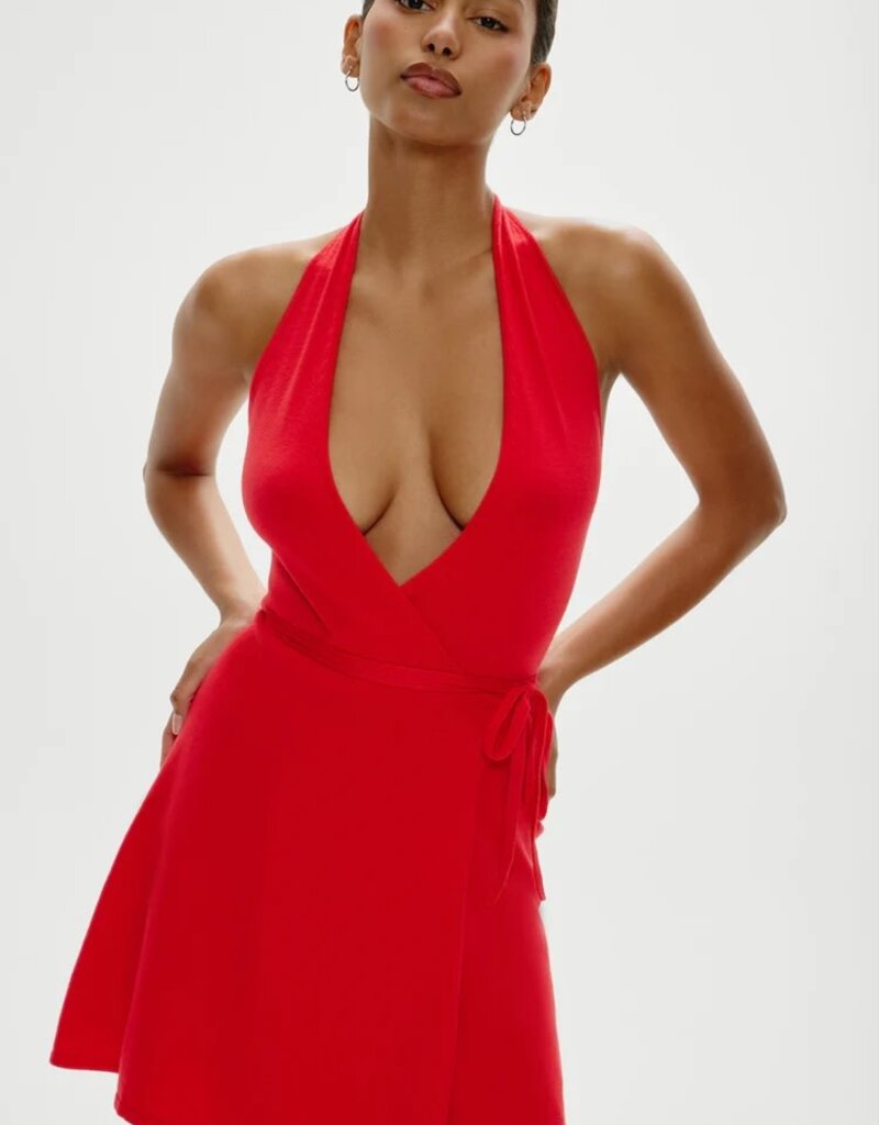 Frankies Bikinis Evening Cloud Halter Wrap Mini Dress