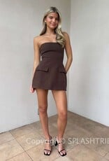 Front Pocket A Line Strapless Mini Dress