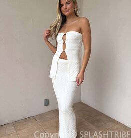 Textured Knit Top and Maxi Skirt Set
