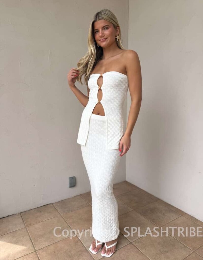 Textured Knit Top and Maxi Skirt Set