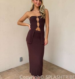 Textured Knit Top and Maxi Skirt Set