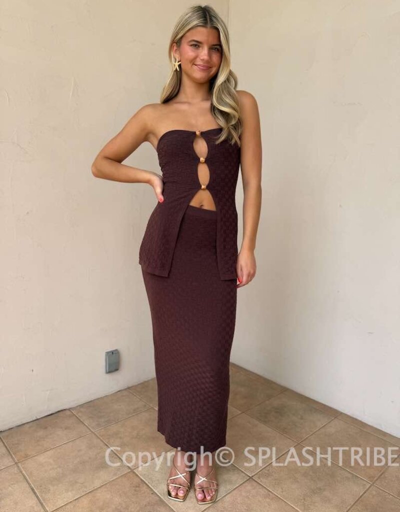 Textured Knit Top and Maxi Skirt Set