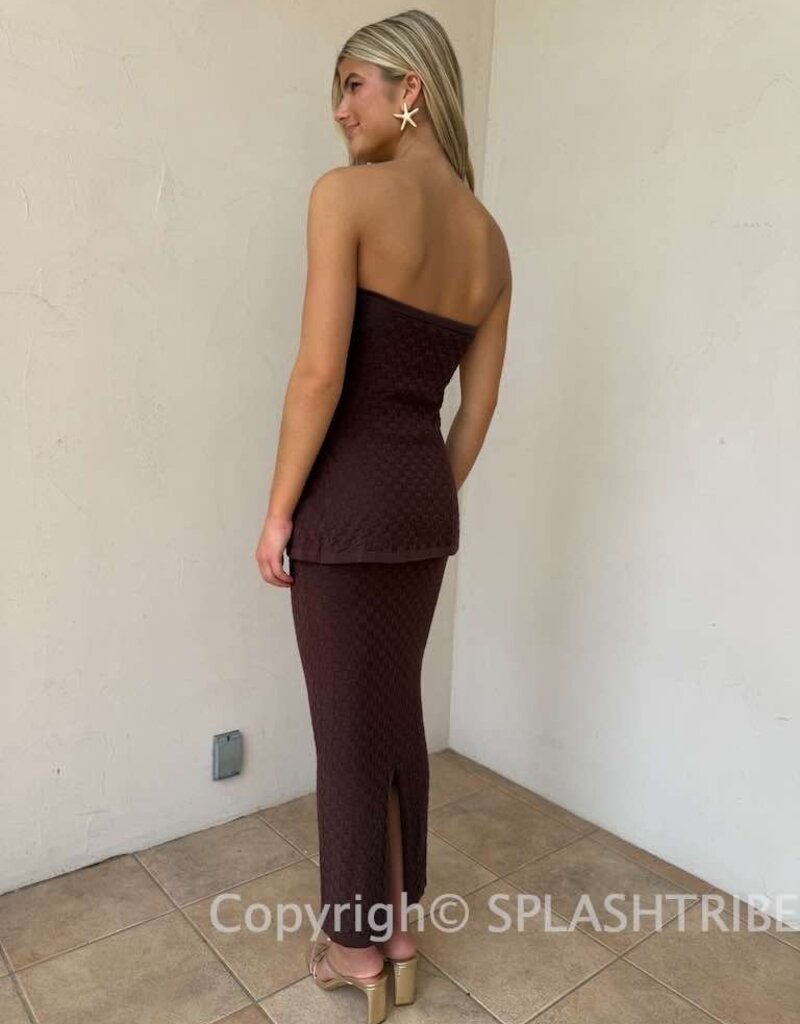 Textured Knit Top and Maxi Skirt Set