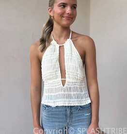 Textured Open Back Halter Top