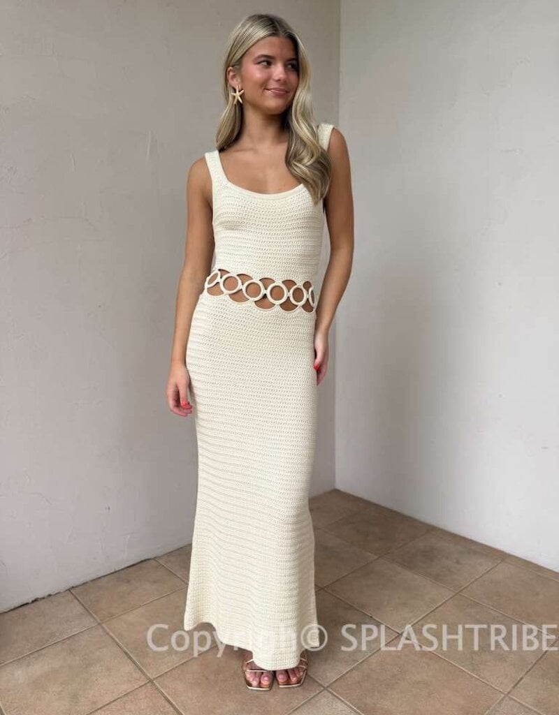 Crochet Ring Cutout Midi Dress
