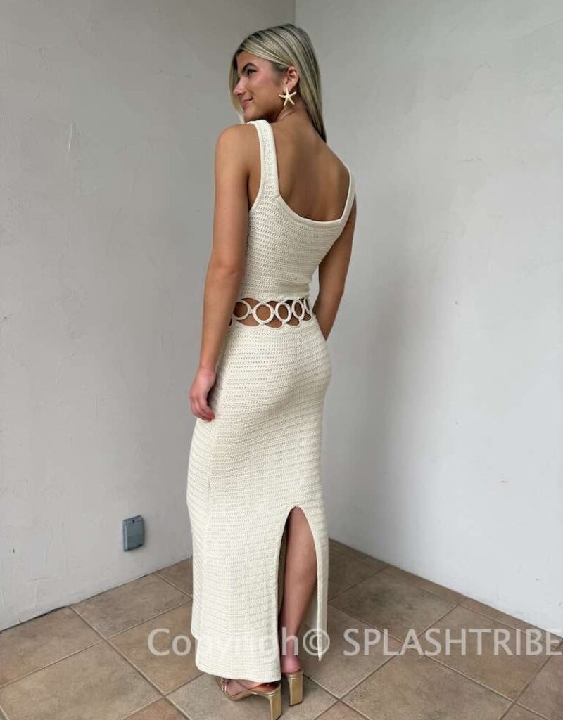 Crochet Ring Cutout Midi Dress