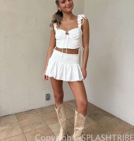 Ruffle Tie Back Top with Open Back