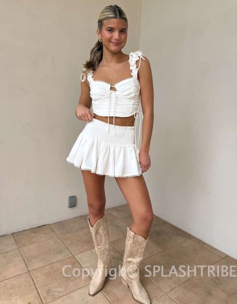 Ruffle Tie Back Top with Open Back
