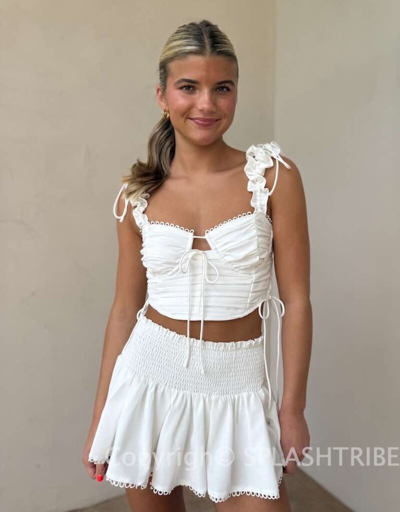 Ruffle Tie Back Top with Open Back
