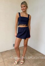 Tassel Trim Crop Top Skort Set