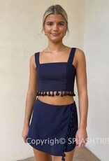 Tassel Trim Crop Top Skort Set