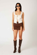 Twill Slit Front Mini Skirt