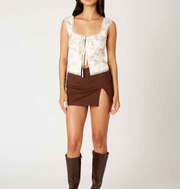 Twill Slit Front Mini Skirt