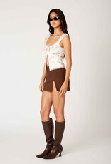 Twill Slit Front Mini Skirt
