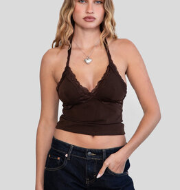 Mesh Lace Halter Crop Top