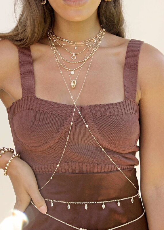 Crystal Droplet Thin Cha Body Chain G