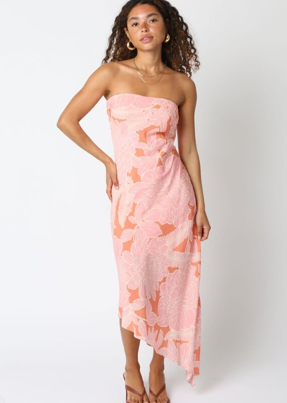 Reina Floral Asymmetrical Hem Maxi Dress