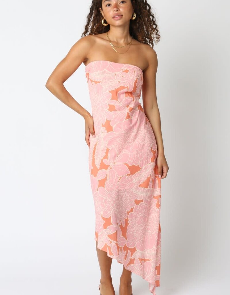 Reina Floral Asymmetrical Hem Maxi Dress